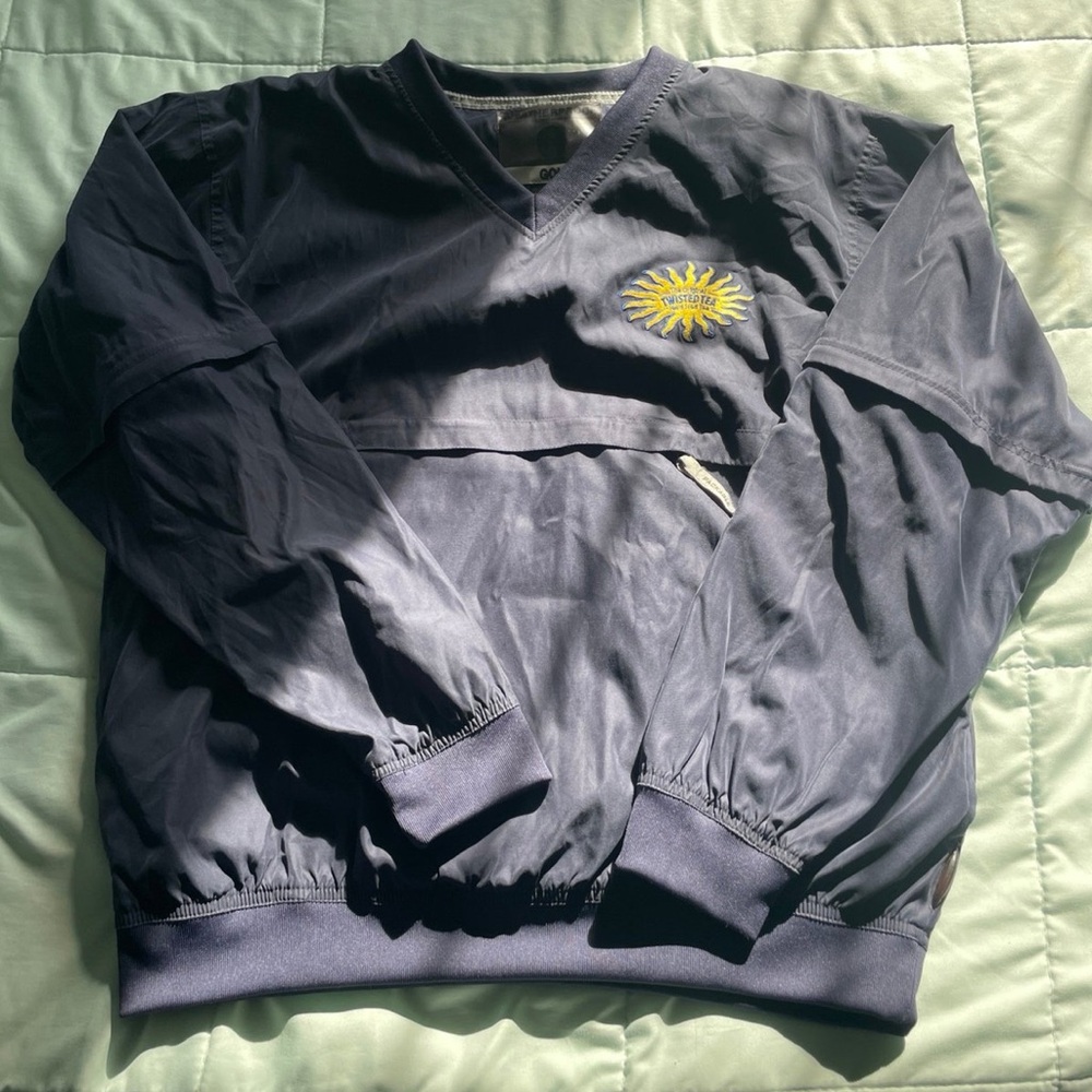 Vintage Twisted Tea golf jacket or vest navy blue With removable sleeves medium